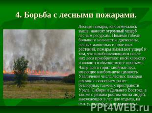 4. Борьба с лесными пожарами. Лесные пожары, как отмечалось выше, наносят огромн