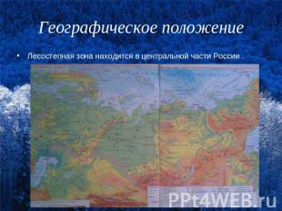 Географическое положение Лесостепная зона находится в центральной части России .