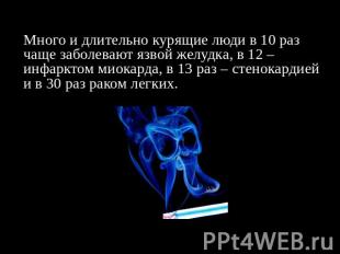 Много и длительно курящие люди в 10 раз чаще заболевают язвой желудка, в 12 – ин