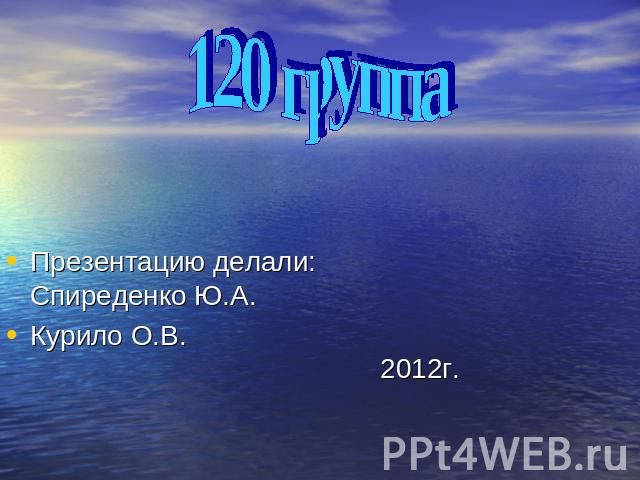 120 группа Презентацию делали:Спиреденко Ю.А.Курило О.В. 2012г.
