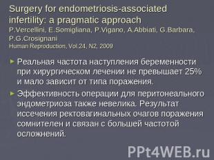 Surgery for endometriosis-associated infertility: a pragmatic approachP.Vercelli