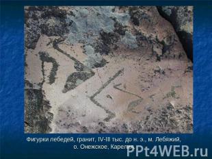 Фигурки лебедей, гранит, IV-III тыс. до н. э., м. Лебяжий, о. Онежское, Карелия.