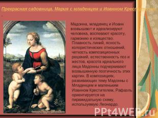 Прекрасная садовница. Мария с младенцем и Иоанном Крестителем. Рафаэль. 1507 г.