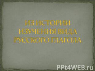 Из истории изучения вида русского глагола