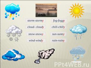 storm-stormyfog-foggycloud- cloudychill-chillysun-sunnysnow-snowywind-windyrain-