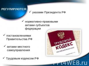 нормативно-правовыми актами субъектов федерации указами Президента РФ постановле