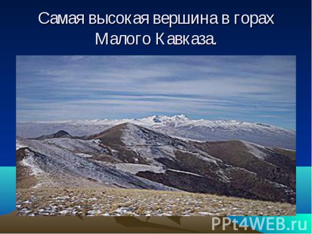 Самая высокая вершина в горах Малого Кавказа.