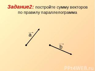 Задание2: постройте сумму векторов по правилу параллелограмма