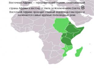 Восточная Африка — географический термин, охватывающий страны Африки к востоку о