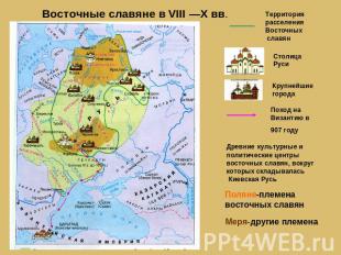 Восточные славяне в VIII —X вв. Территория расселения Восточных славянСтолица Ру