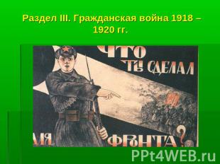 Раздел III. Гражданская война 1918 – 1920 гг.