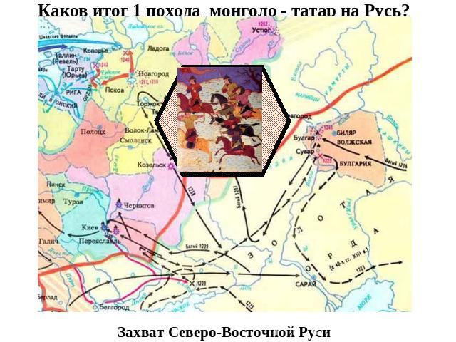 Каков итог 1 похода монголо - татар на Русь?Захват Северо-Восточной Руси