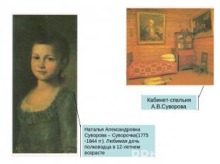 Кабинет-спальня А.В.СувороваНаталья Александровна Суворова – Суворочка(1775 -184