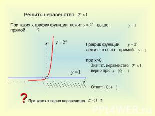 Решить неравенство При каких х график функции лежит прямой ?График функции лежит