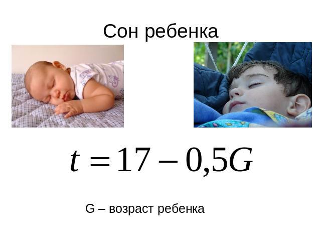 Сон ребенка G – возраст ребенка