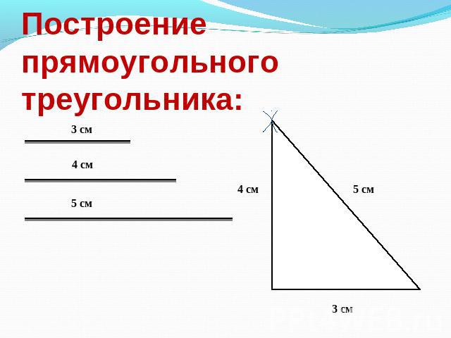 Построение прямоугольного треугольника: