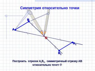 Симметрия относительно точки Построить отрезок А1В1, симметричный отрезку АВ отн