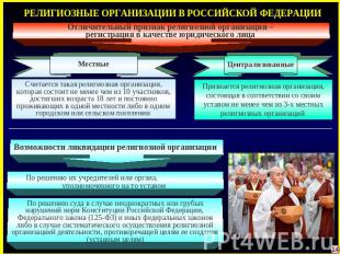 РЕЛИГИОЗНЫЕ ОРГАНИЗАЦИИ В РОССИЙСКОЙ ФЕДЕРАЦИИОтличительный признак религиозной