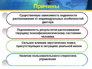 Причины Существенную зависимость надежности распознавания от индивидуальных особ