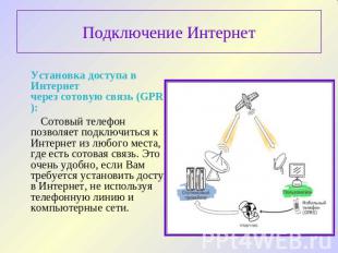 Подключение Интернет Установка доступа в Интернет через сотовую связь (GPRS): Со