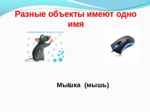 Разные объекты имеют одно имя Мышка (мышь)