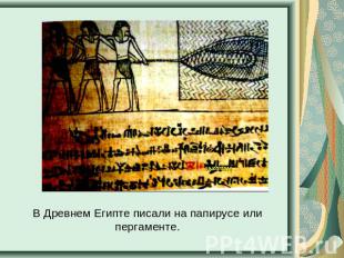 В Древнем Египте писали на папирусе или пергаменте.