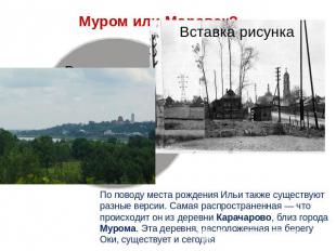 Но некоторые исследователи утверждают, что Илья родился недалеко от Киева — в Мо