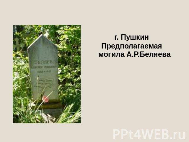 г. ПушкинПредполагаемая могила А.Р.Беляева