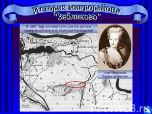 История микрорайона"Зябликово" В 1807 году вотчина перешла его дочери камер-фрей