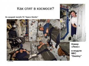 Как спят в космосе? На средней палубе ТК “Space Shuttle”