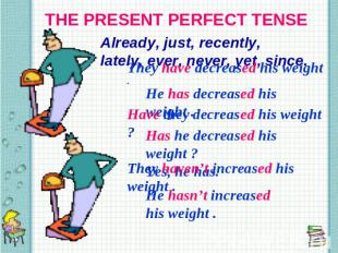 THE PRESENT PERFECT TENSE Already, just, recently, lately, ever, never, yet, sin