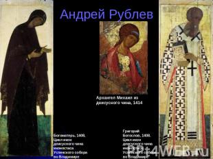 Андрей Рублев Архангел Михаил из деисусного чина, 1414 Богоматерь, 1408, Цикл ик