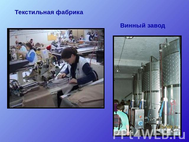 Текстильная фабрика Винный завод