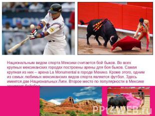 Национальным видом спорта Мексики считается бой быков. Во всех крупных мексиканс