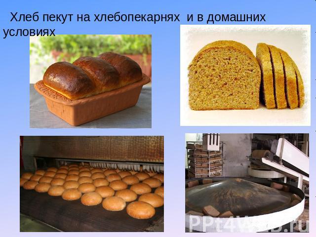 Хлеб пекут на хлебопекарнях и в домашних условиях