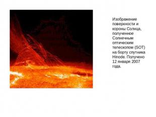 Изображение поверхности и короны Солнца, полученное Солнечным оптическим телеско
