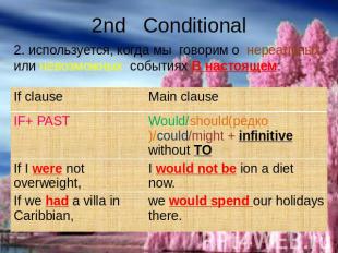 2nd Conditional 2. используется, когда мы говорим о нереальных или невозможных с