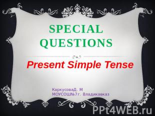 SPECIAL QUESTIONS Present Simple Tense