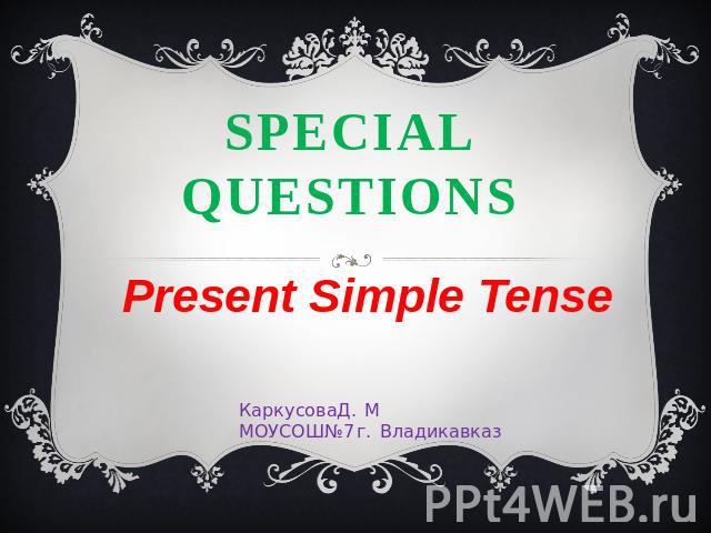 SPECIAL QUESTIONS Present Simple Tense