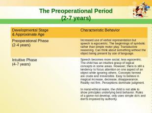 The Preoperational Period (2-7 years)