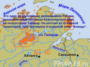 Это один из крупнейших заповедников России, расположенный на севере Красноярског