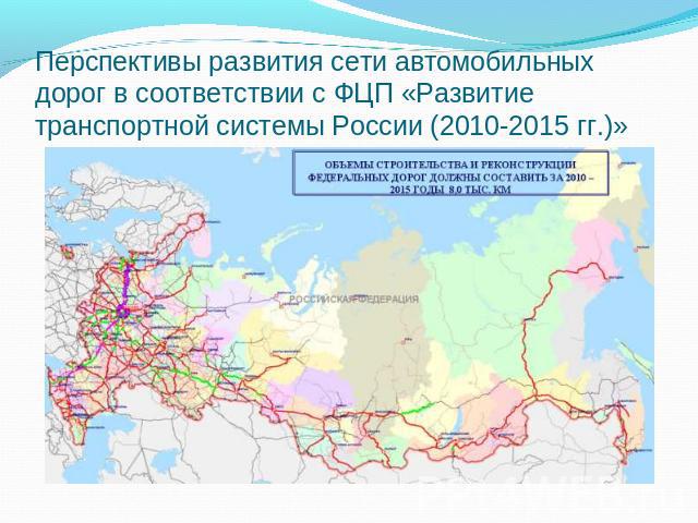 Перспективы развития сети автомобильных дорог в соответствии с ФЦП «Развитие транспортной системы России (2010-2015 гг.)»