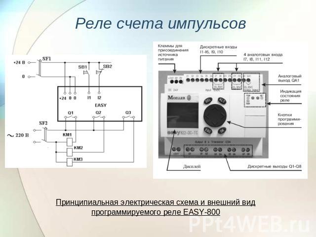 Реле счета импульсов Принципиальная электрическая схема и внешний вид программируемого реле EASY-800