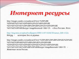 Интернет ресурсы http://images.yandex.ru/yandsearch?text=%D0%BB%D0%B5%D1%81%D0%B