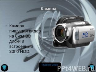 Камера Камера, пишущая видео на 8-см BD диски и встроенный 30Гб HDD.