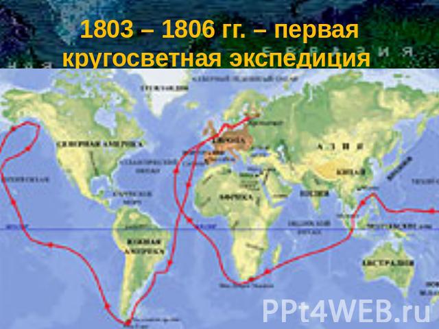 1803 – 1806 гг. – первая кругосветная экспедиция