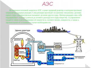 АЭС Источником тепловой энергии в АЭС служит ядерный реактор, в котором протекае