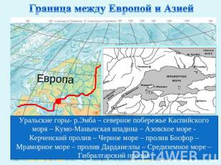 Граница между Европой и Азией Уральские горы- р.Эмба – северное побережье Каспий