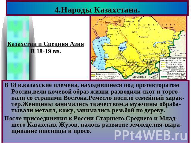 4.Народы Казахстана. Казахстан и Средняя АзияВ 18-19 вв.