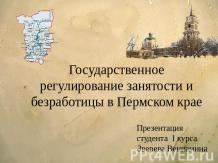 Государственное регулирование занятости и безработицы в Пермском крае
